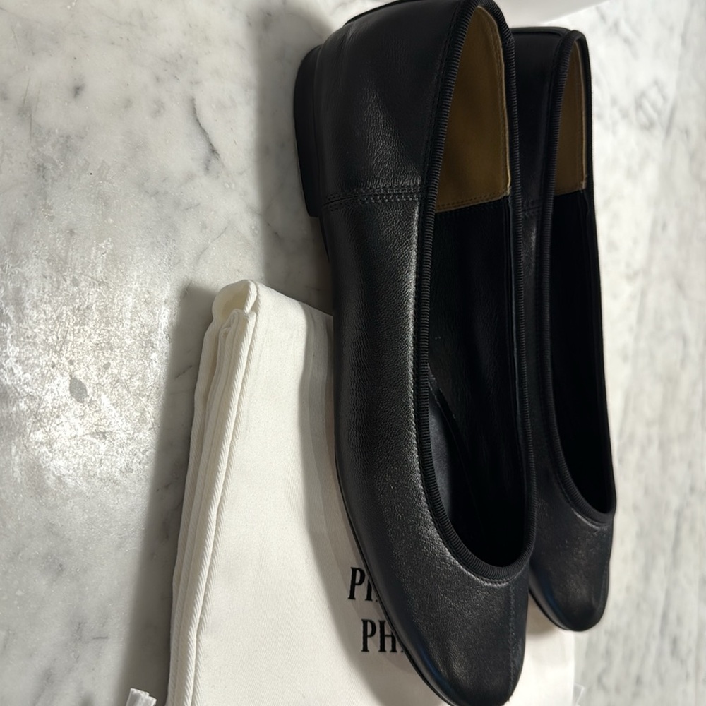 PHOEBE PHILO black leather ballet flats - Picture 4 of 9